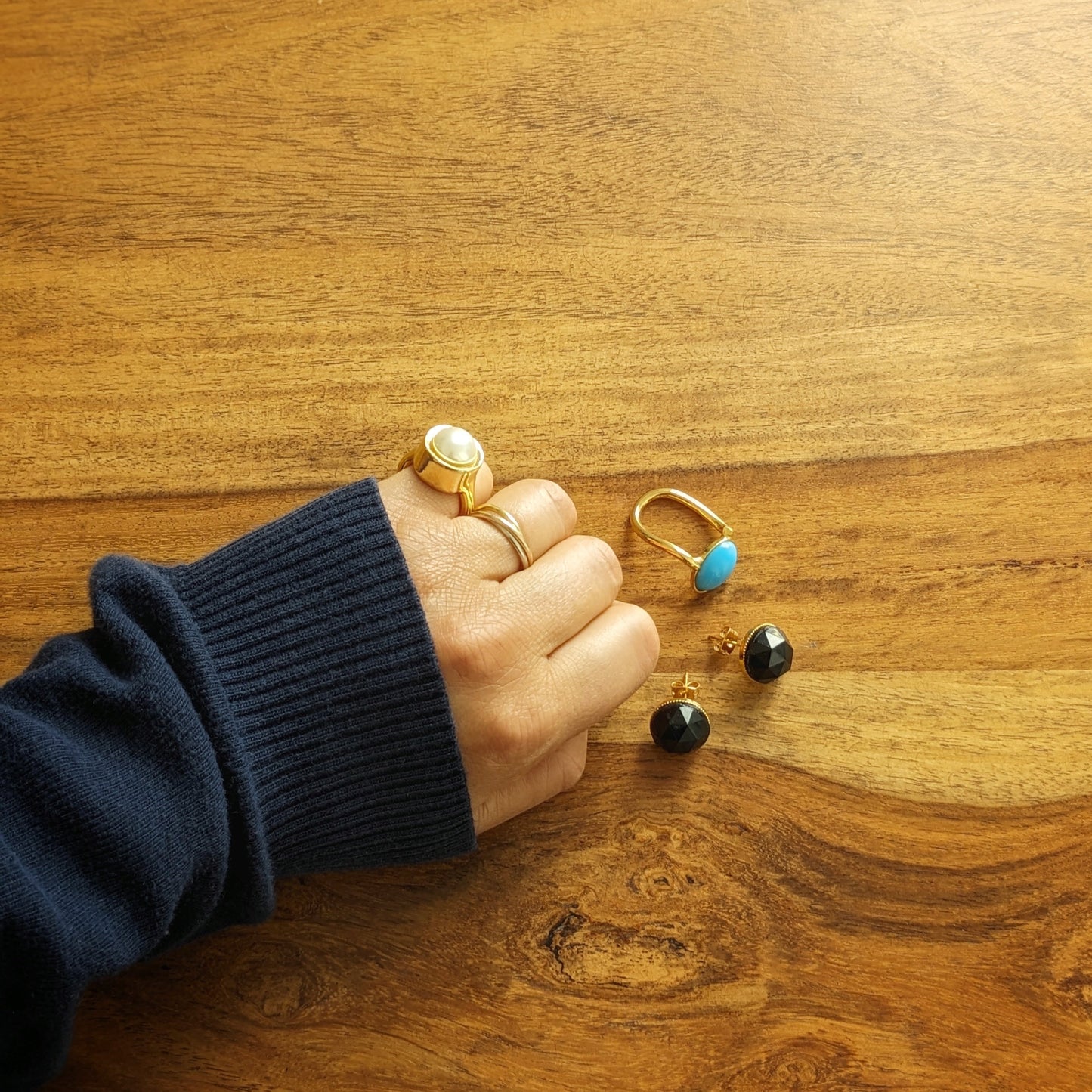 パール&ゴールド ピンキーリング