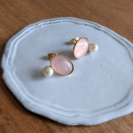 ピンク＆パール ヴィンテージ ピアス