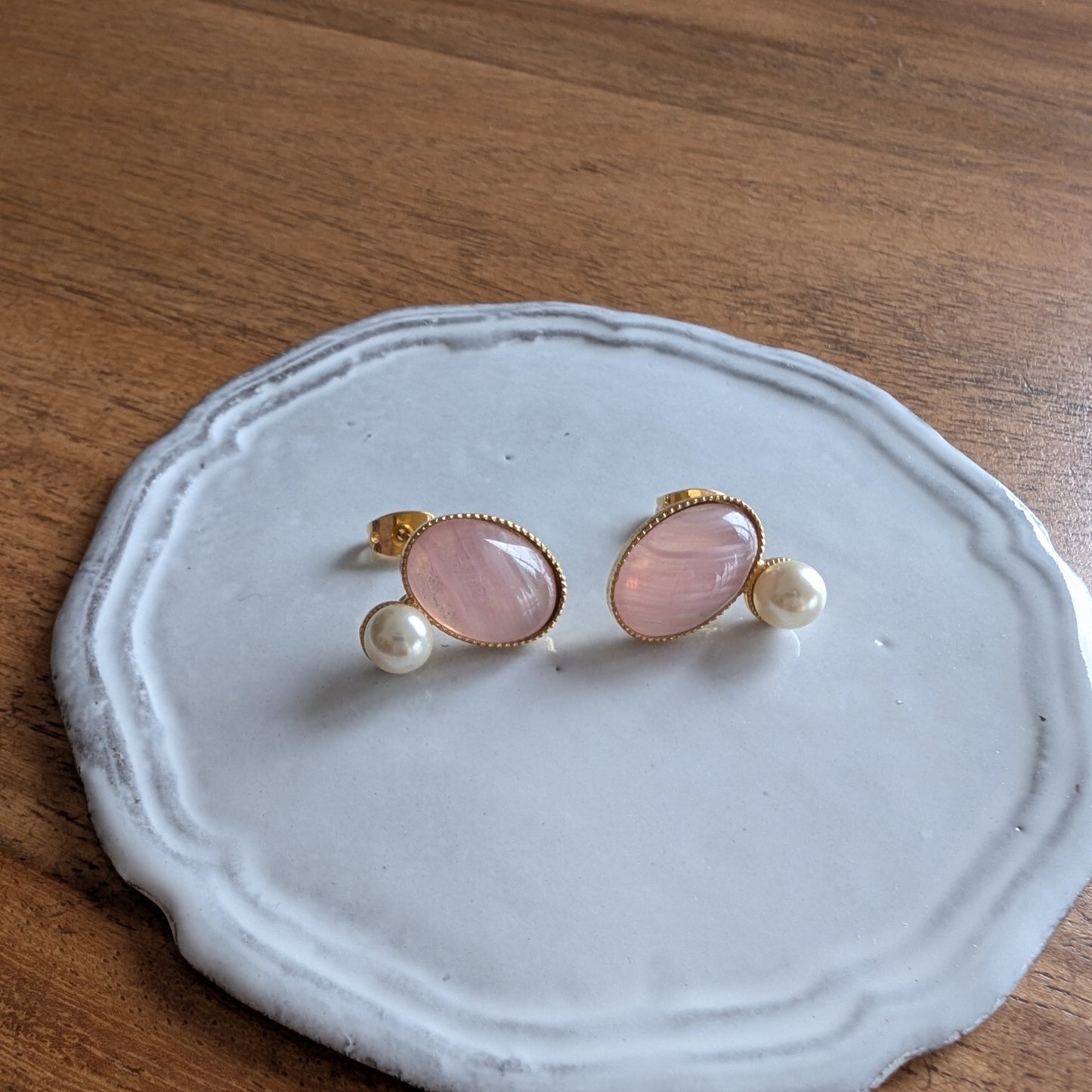 ピンク＆パール ヴィンテージ ピアス