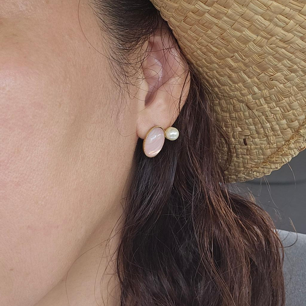 ピンク＆パール ヴィンテージ ピアス